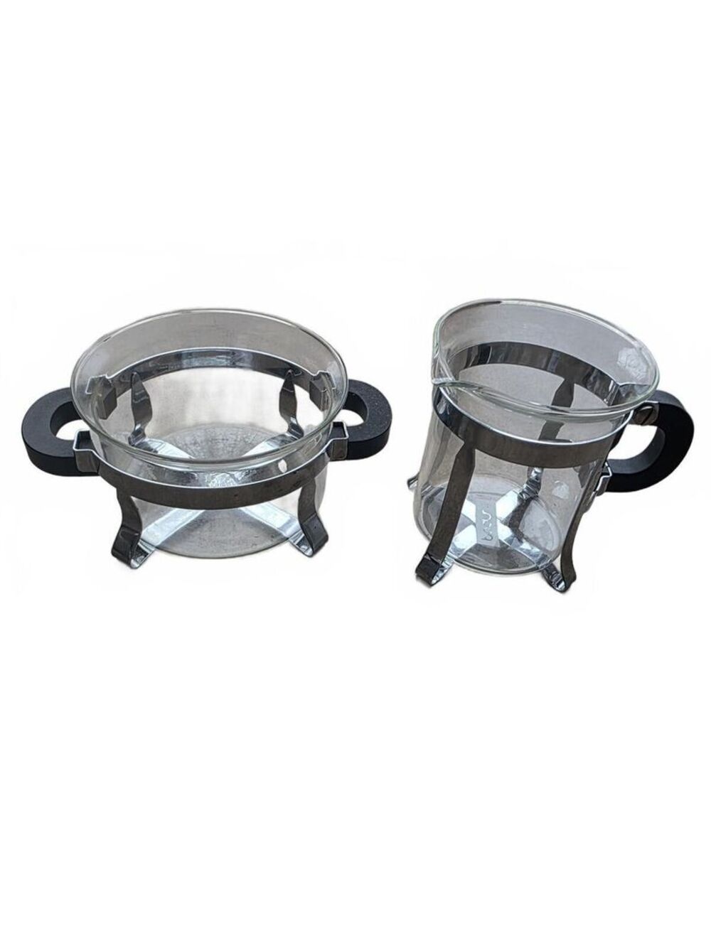 Vintage Bodum Chambord Sugar and Creamer Set Glass & Chrome Mid-Century Modern